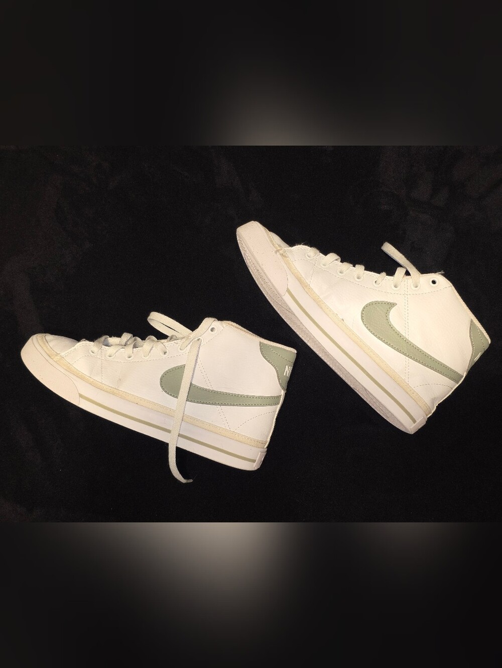 Nike Women's White High-Top Sneakers with Sage Swoosh